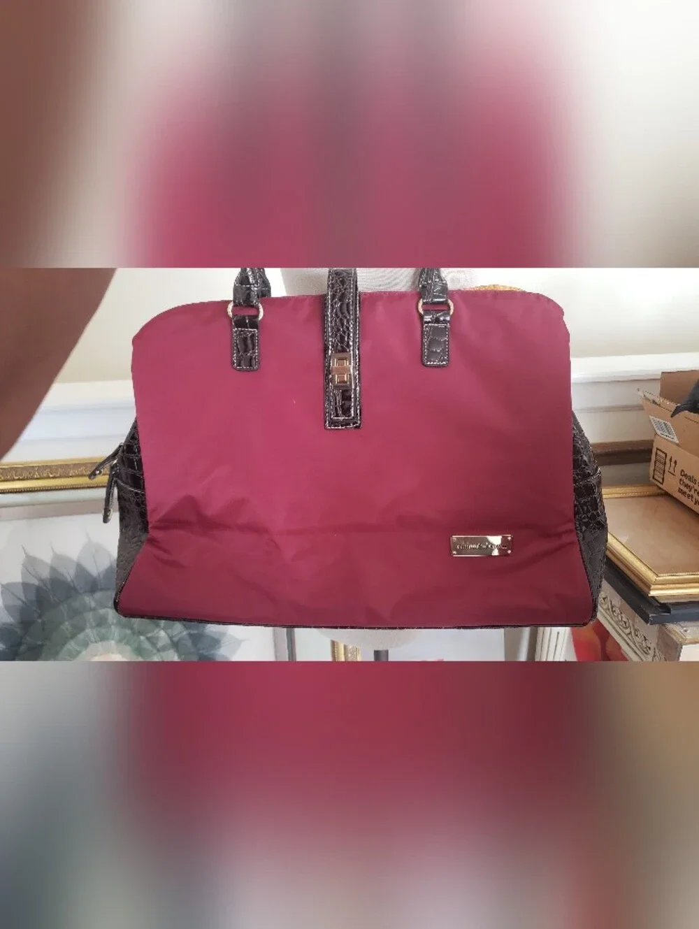 Samantha Brown Burgundy Overnight CarryAll Weekender Laptop Travel Bag Excellent - Picture 3 of 16